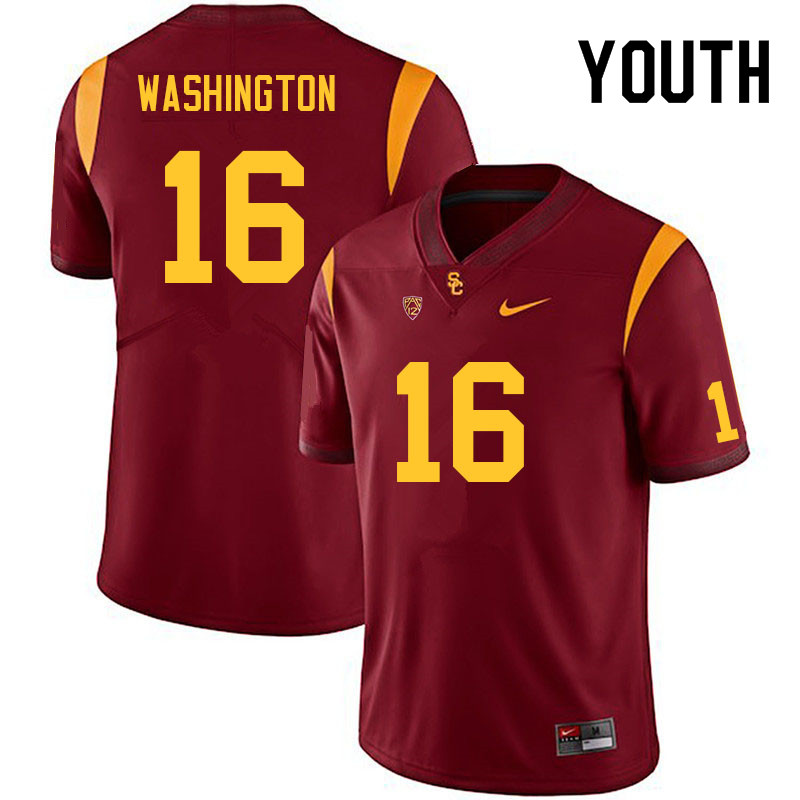 Youth #16 Tahj Washington USC Trojans College Football Jerseys Sale-Cardinal